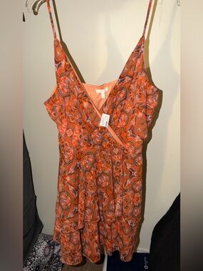 Maurices Coral Orange V-Neck Dress